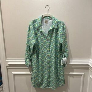 Emily McCarthy Classic Green Patterned Swim Coverup Tunic